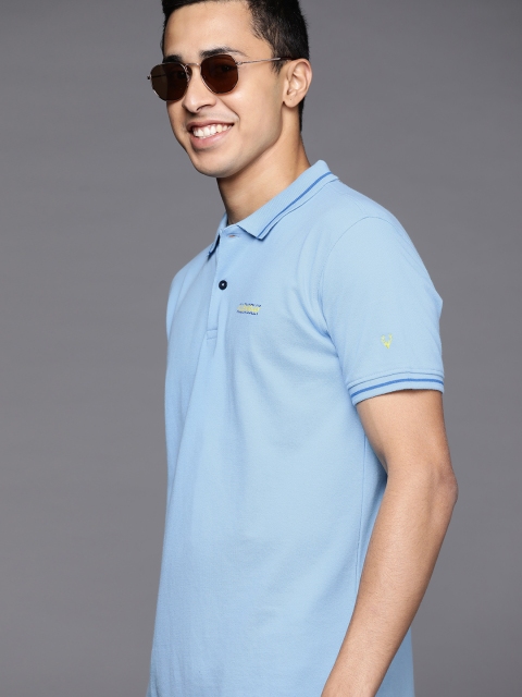 

Allen Solly Men Blue Solid Polo Collar T-shirt