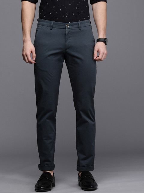 

Allen Solly Men Navy Blue Slim Fit Solid Mid Rise Chinos