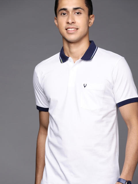 

Allen Solly Men White Solid Pure Cotton Polo Collar T-shirt