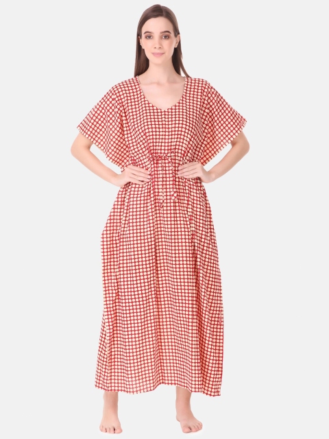 

Masha Red Printed Maxi Pure Cotton Nightdress