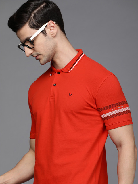 

Allen Solly Sport Men Red Polo Collar T-shirt with Striped Detail