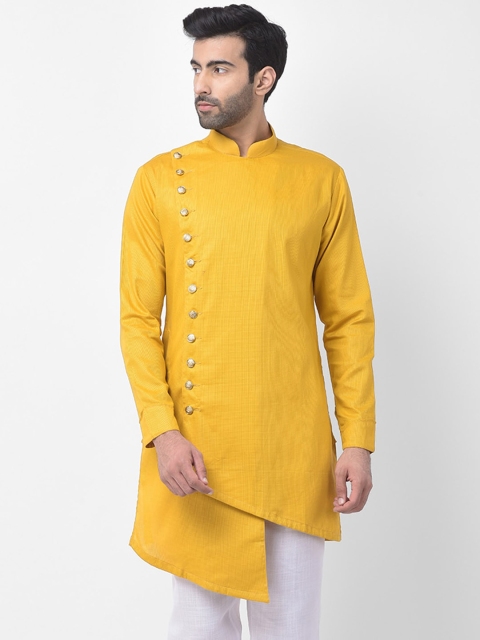 

SG LEMAN Men Yellow Asymmetric Cotton Kurta