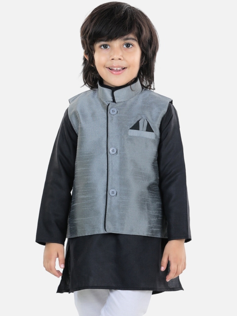 

BownBee Boys Grey Solid Nehru Jacket
