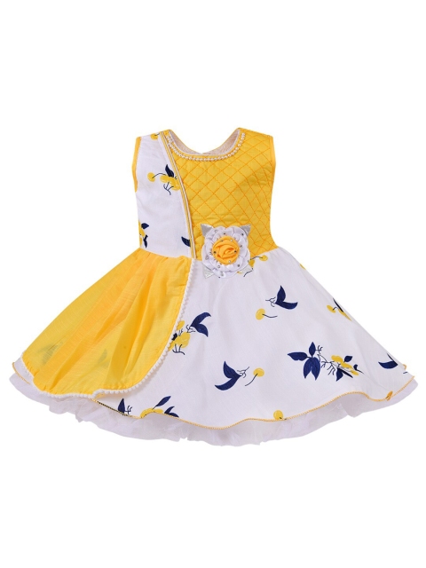 

Wish Karo Yellow & White Floral Georgette Dress