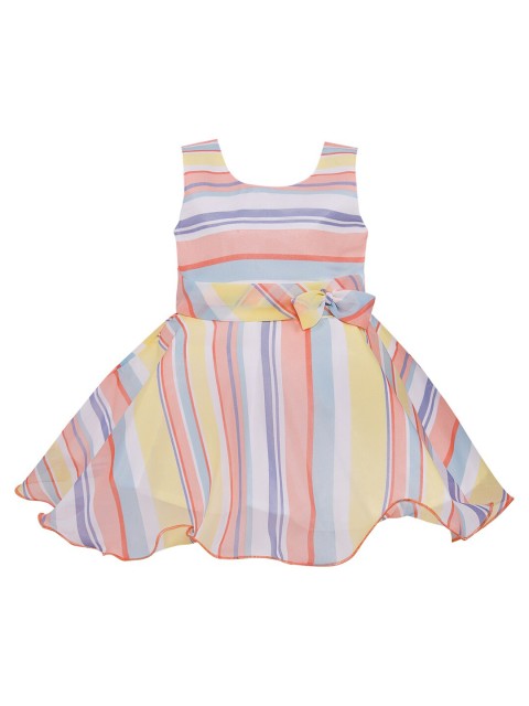 

Wish Karo Peach-Coloured Striped Georgette Dress