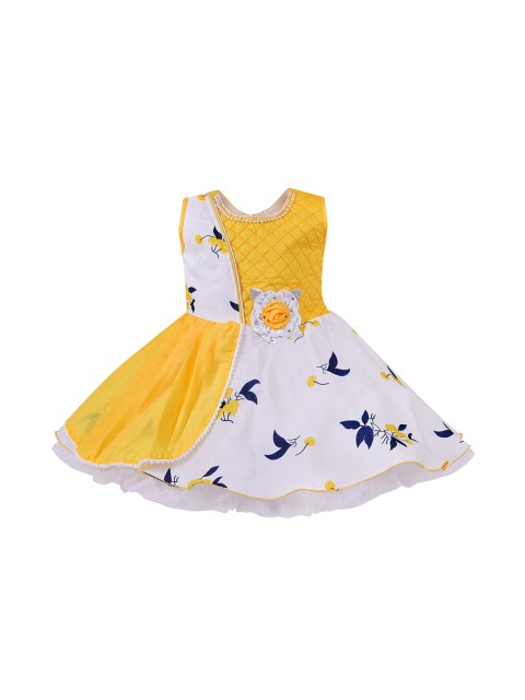 

Wish Karo Yellow & White Floral Georgette Dress