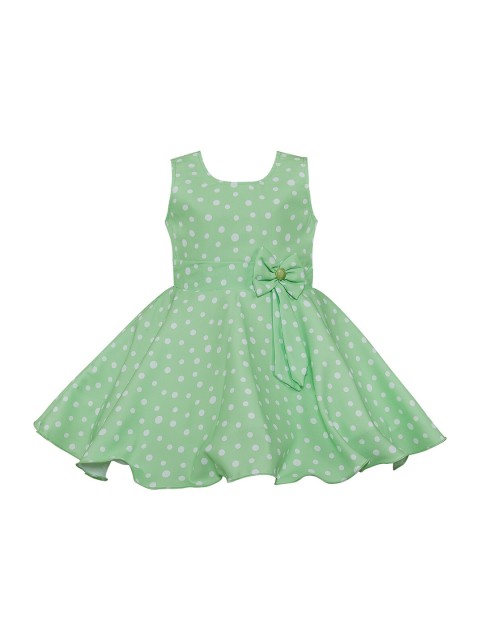 

Wish Karo Girls Green & White Fit & Flare Dress with Bow