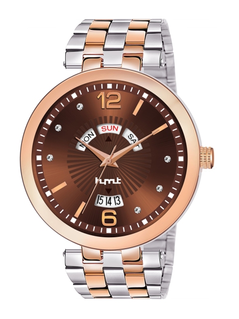 

HYMT Men Silver-Toned Embellished Dial & Silver Toned Stainless Straps Watch HMTY-7038, Brown