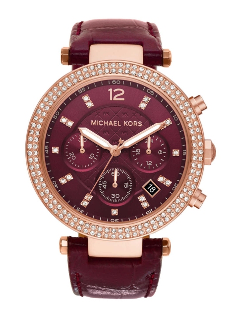 

Michael Kors Women Purple Embellished Dial & Purple Leather Straps Analogue Watch