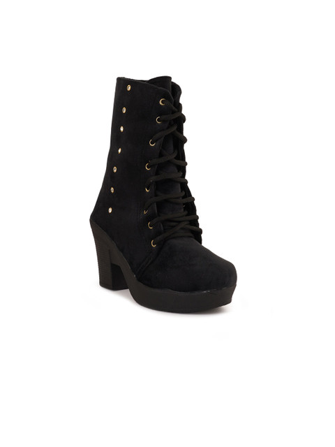 

SAPATOS Women Black Suede Flat Boots