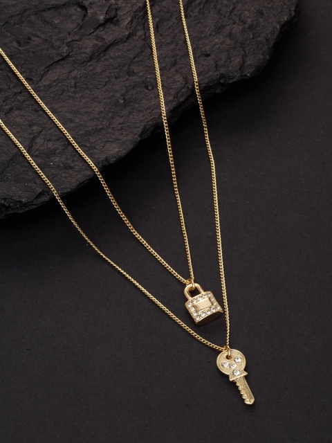 

VOGUE PANASH Gold-Plated CZ Stoned Studded Layered Necklace