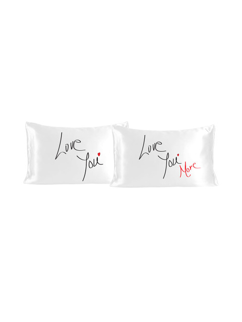 

Stoa Paris Set of 2 White Printed Satin Pillow Covers