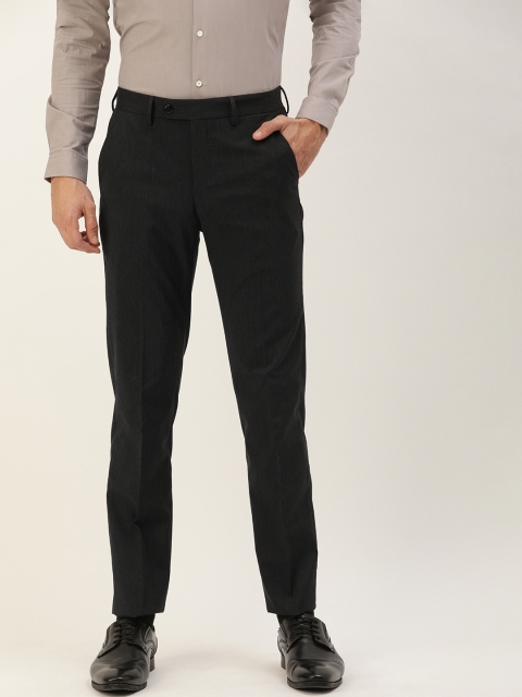 

Peter England Men Black Solid Slim Fit Formal Trousers