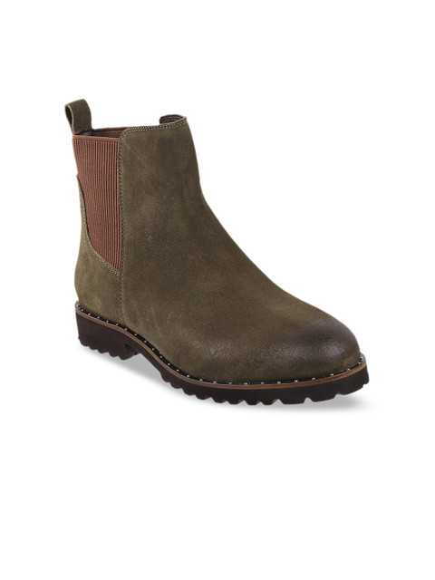 

Metro Women Olive Green Flat Boots