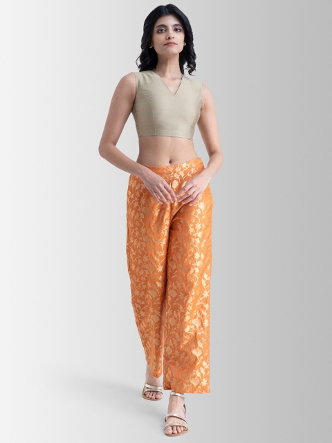 

Marigold by FableStreet Women Orange & Grey Top with Trousers