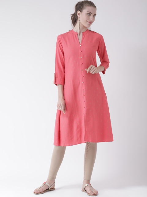 

Span Women Peach-Coloured Ethnic Motifs Printed A-Line Kurta