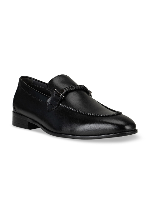 

ROSSO BRUNELLO Men Black Solid Leather Formal Loafers