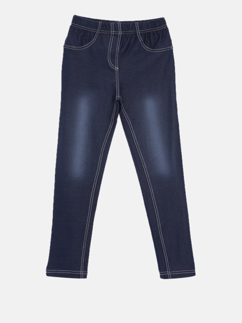 

3PIN Girls Blue Solid Denim Cotton Jeggings