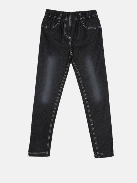 

3PIN Girls Black Solid Denim Cotton Jeggings