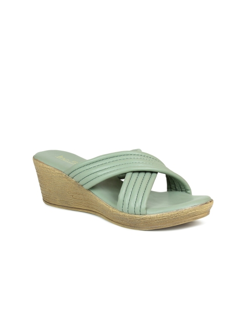 

Inc 5 Green Textured Platform Sandals