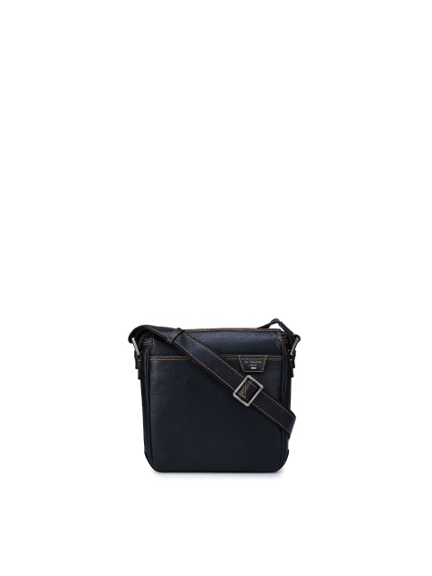 

Da Milano Men Black Textured Messenger Bag