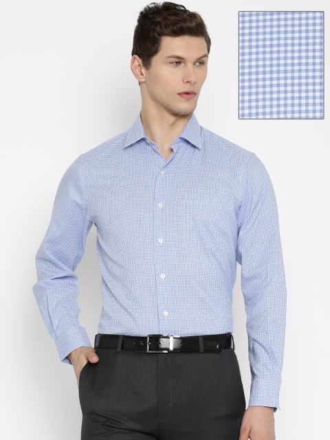 

John Players Men Blue & White Slim Fit Checked Formal Shirt