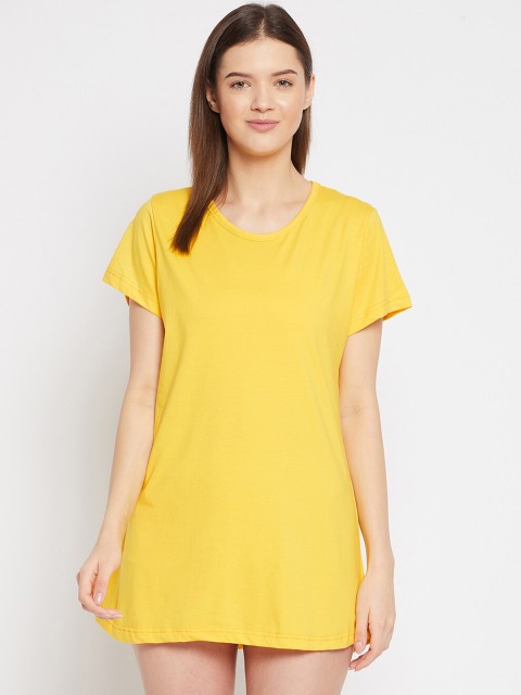 

FRENCH FLEXIOUS Women Yellow Solid Lounge T-Shirt