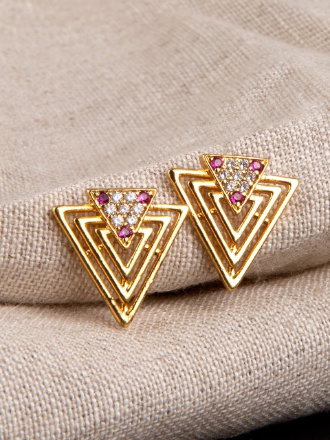 

Studio Voylla Gold-Toned Cubic Zirconia Stone Studded Contemporary Studs Earrings