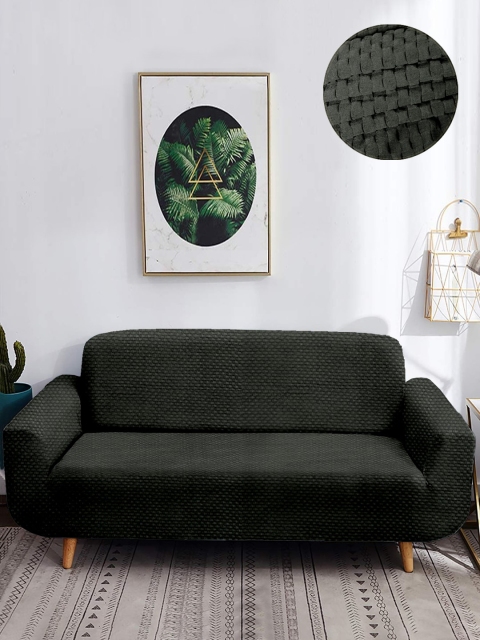 

Cortina Charcoal Grey Self Design 2-Seater Sofa Cover