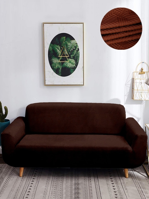 

Cortina Brown Self Design 3-Seater Sofa Cover