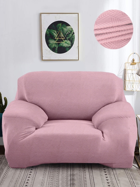 

Cortina Pink Solid Jaquard Single Sofa Cover