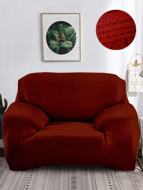 

Cortina Maroon Solid Single Seater Sofa Cover