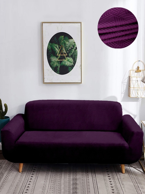 

Cortina Purple Solid Jacquard Two Seater Sofa Cover