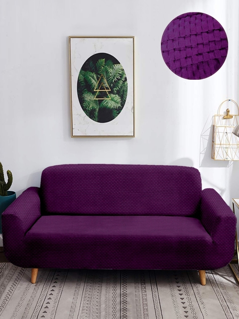 

Cortina Purple Self Design 2-Seater Sofa Cover