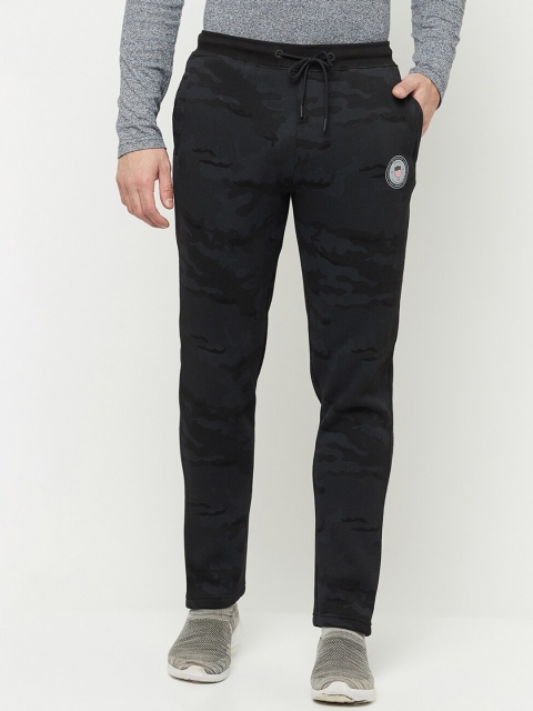 

Octave Men Black Camouflage Printed Cotton Track Pants