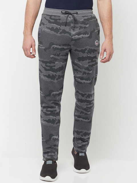 

Octave Men Grey & Black Camouflage Printed Cotton Track Pants