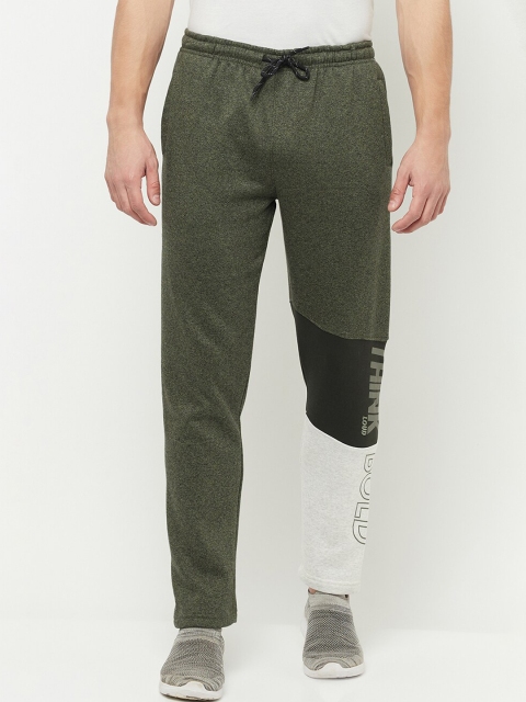 

Octave Men Olive-Green & White Colourblocked Cotton Track Pants