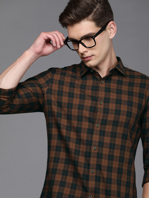 

Allen Solly Sport Men Brown & Black Checked Ultra Slim Fit Pure Cotton Casual Shirt