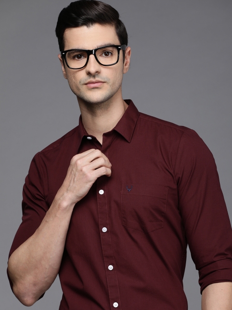 

Allen Solly Men Maroon Modern Slim Fit Solid Pure Cotton Formal Shirt