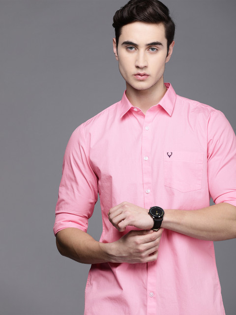

Allen Solly Men Pink Modern Slim Fit Solid Pure Cotton Casual Shirt