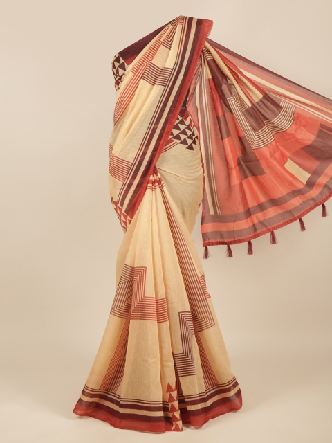 

Pothys Beige & Red Printed Saree