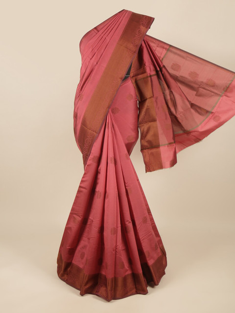 

Pothys Pink & Brown Ethnic Motifs Saree