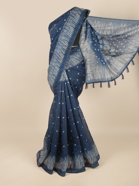 

Pothys Blue & Beige Bandhani Printed Saree