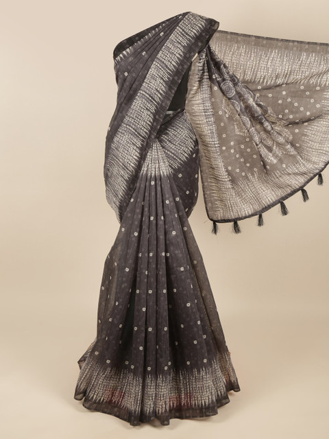 

Pothys Grey & White Bandhani Saree