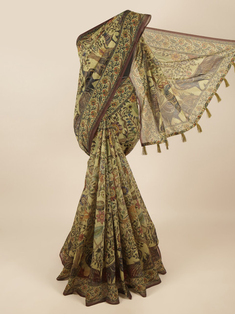 

Pothys Green & Brown Kalamkari Saree
