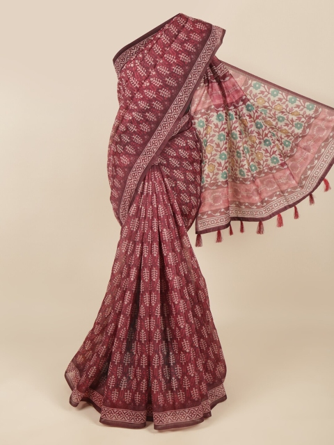

Pothys Magenta & Beige Ethnic Motifs Printed Saree