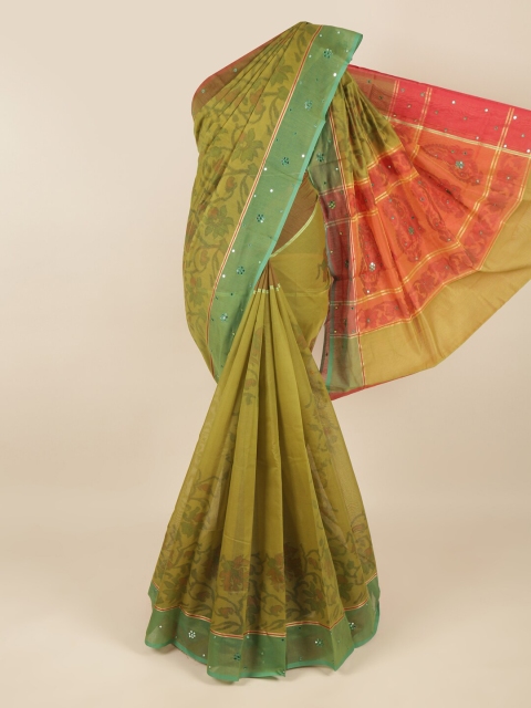 

Pothys Green & Orange Ethnic Motifs Saree