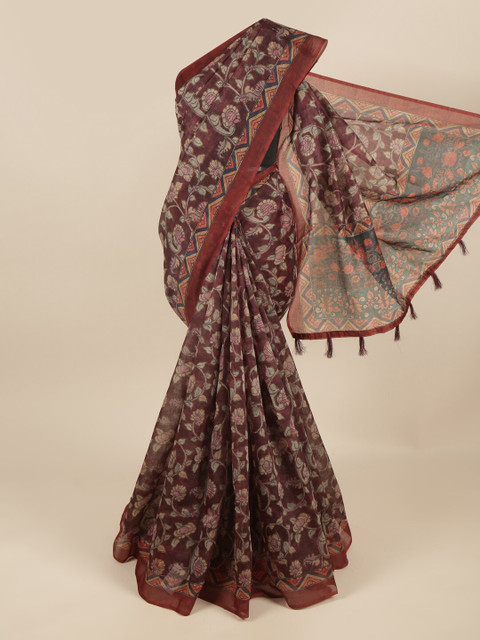 

Pothys Purple & Beige Floral Printed Saree
