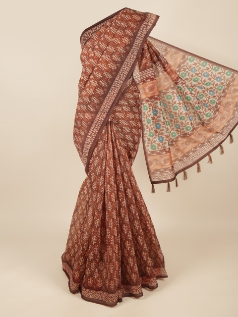 

Pothys Brown Ethnic Motifs Printed Cotton Blend Saree