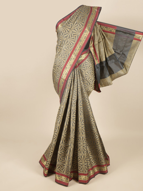

Pothys Grey & Gold-Coloured Woven Design Zari Saree